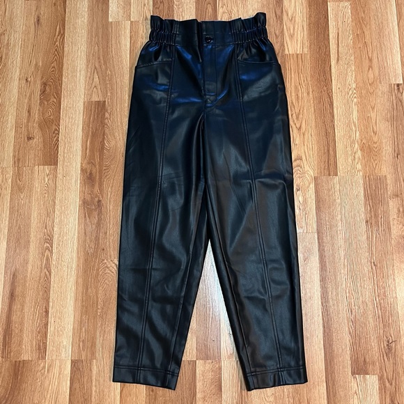 Vegan Leather Pull-On Paperbag Pants - Picture 6 of 16